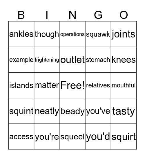4th grade Bingo Card