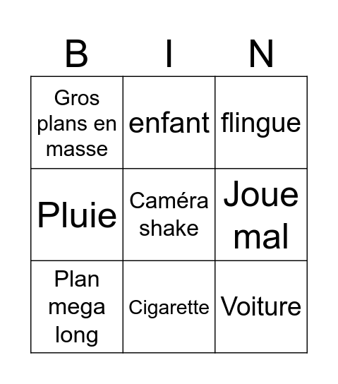 Preshot 1ere Bingo Card