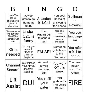 DUNDER METRO BINGO! Bingo Card
