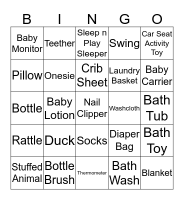 Baby Bligh Bingo Card