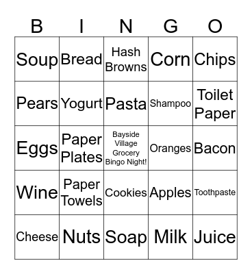 Bayside Village Grocery Bingo! Bingo Card