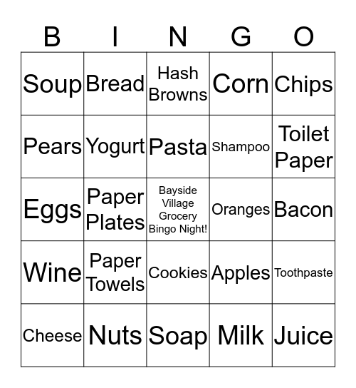 Bayside Village Grocery Bingo! Bingo Card