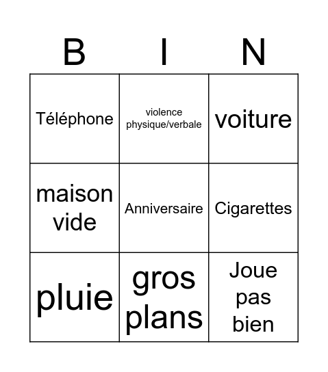 Preshot 1ere Bingo Card