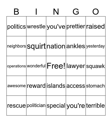 4th grade Bingo Card