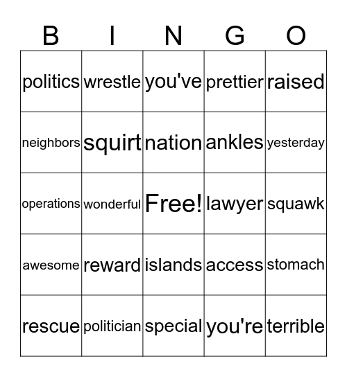4th grade Bingo Card