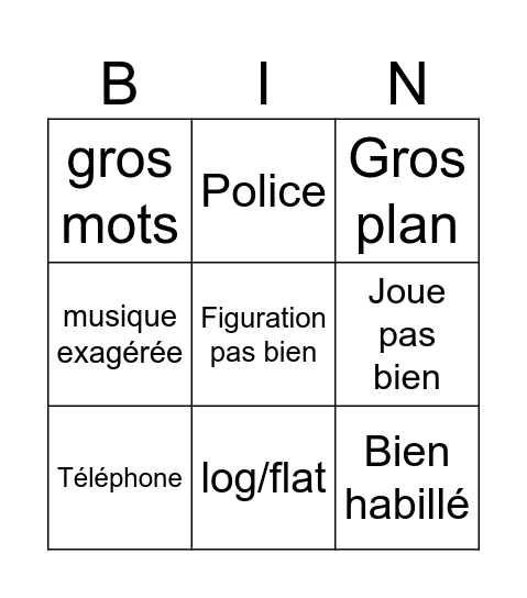 Préshot 1ere Bingo Card