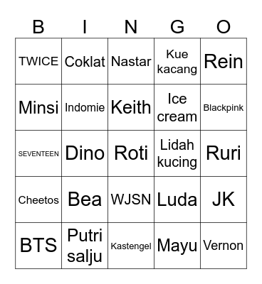Punya @jk_is_dumb Bingo Card