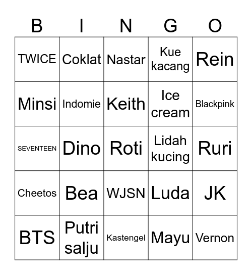 Punya @jk_is_dumb Bingo Card