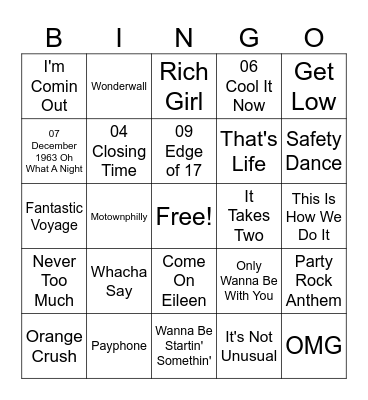 PARTY TIME Bingo Card