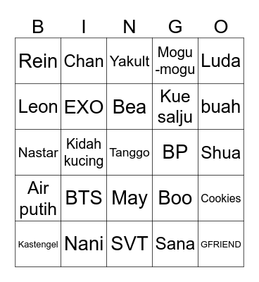 iChan Bingo Card