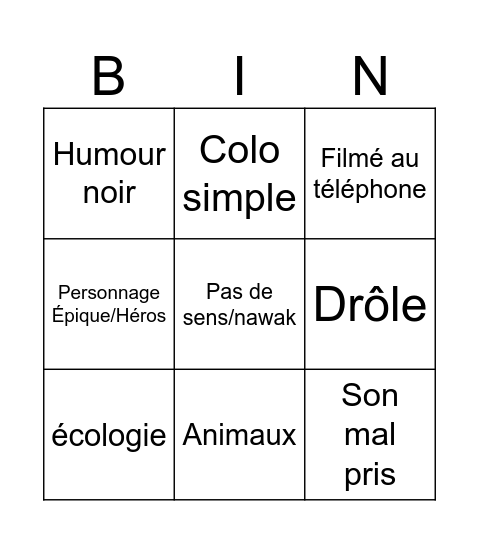 Préshot 1ere Bingo Card