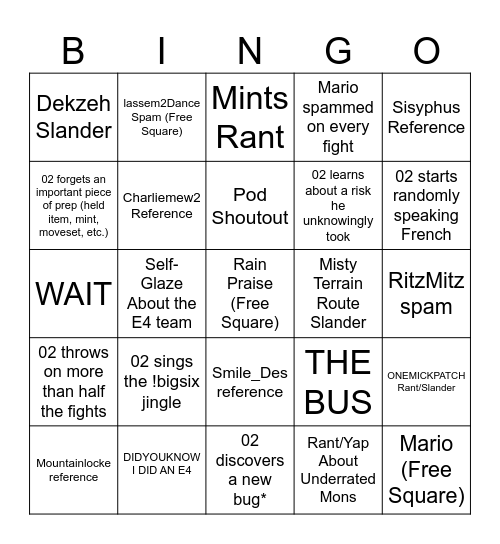 02's Lucid E4 Bingo Redux Bingo Card