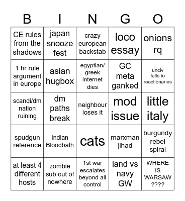 neighbour game Bingo Card