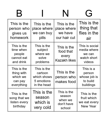 Relative Clause - QOO Bingo Card