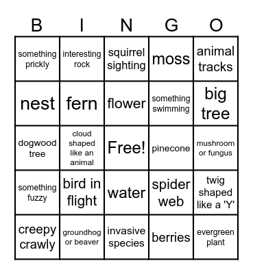 Nature BINGO Card