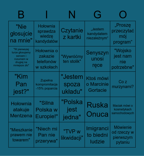 Debata Bingo Card