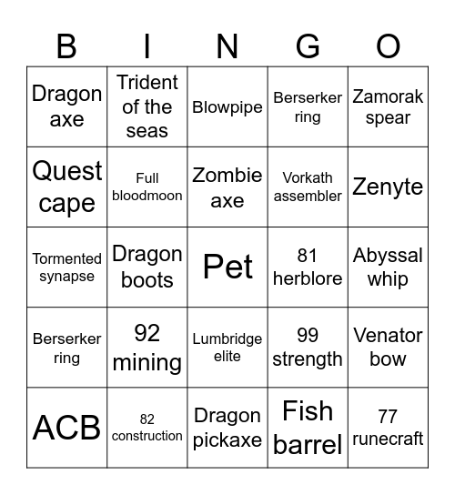 Ironman 2025 Bingo Card
