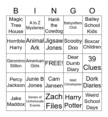 Book Series Bingo Card