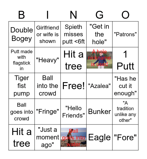 Masters Sunday Bingo Card