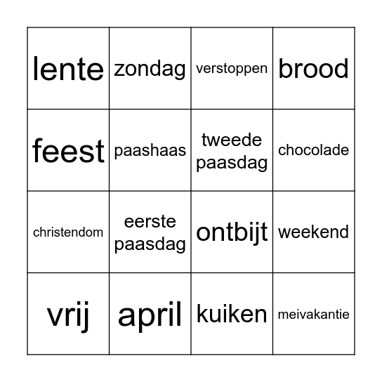 Pasen Bingo Card