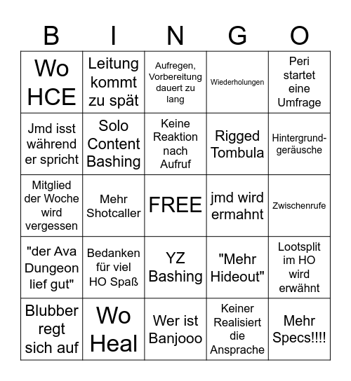 KEKW Bingo Card