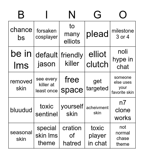 forsaken bingo :] Bingo Card