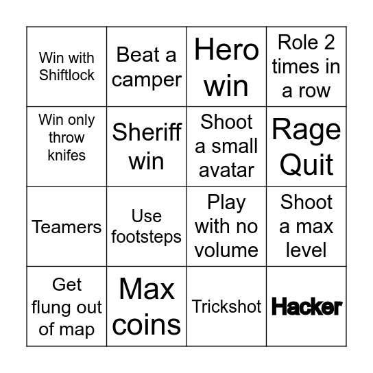 MM2 Bingo Card
