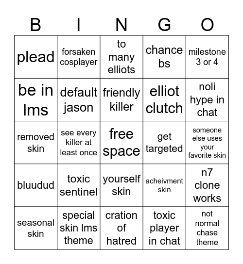 forsaken bingo :] Bingo Card
