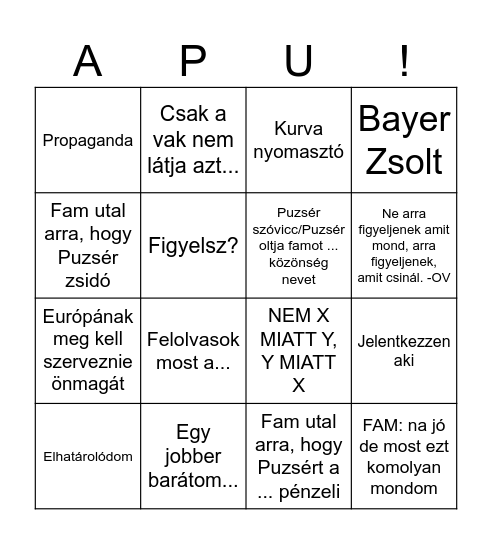 Apu azért iszik, mert bingó Bingo Card