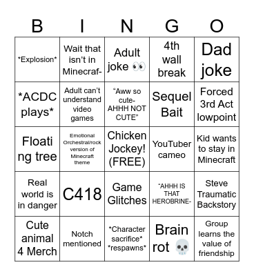 Minecraft Bingo Card
