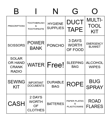 GO-BAG PARTY Bingo Card