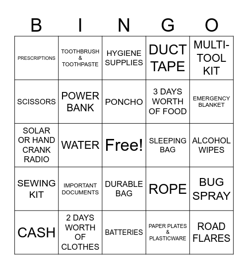 GO-BAG PARTY Bingo Card