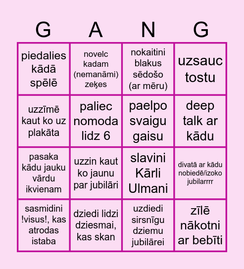 odrijas birthday bingo yo Bingo Card