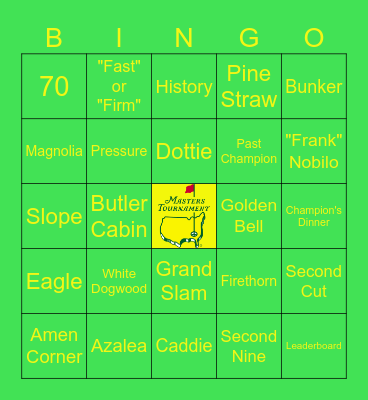 2025 Masters Bingo Card