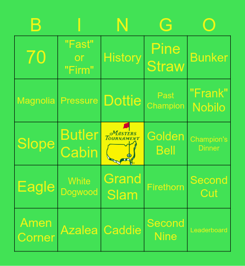 2025 Masters Bingo Card