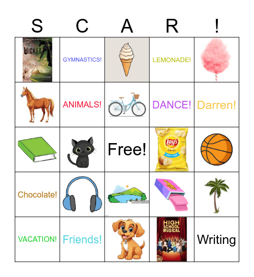 Scarlet's Favourite Things! Bingo Card