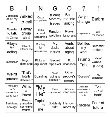 Calls Bingo Card