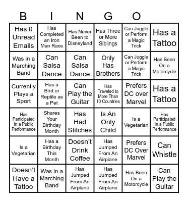 OVL Prototype Team BINGO Card