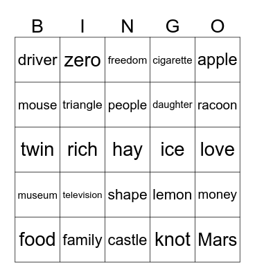 Untitled Bingo Card