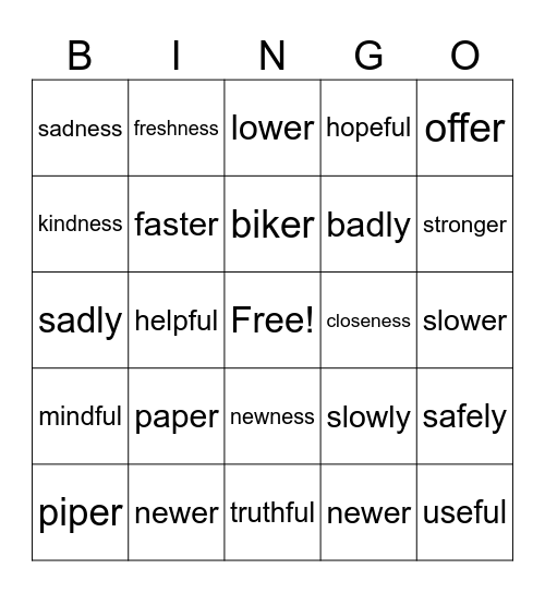 LESSONS 107-110 Bingo Card