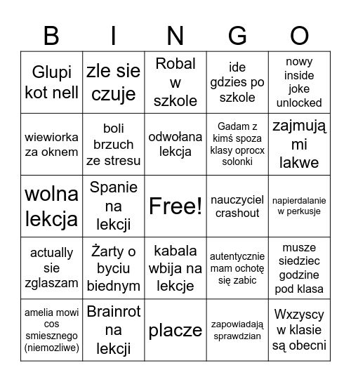 dzien w budzie Bingo Card