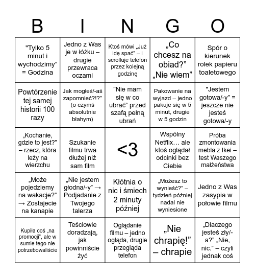 Klaudia i Bartek Bingo Card