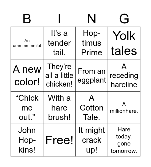 Easter Bingo Card