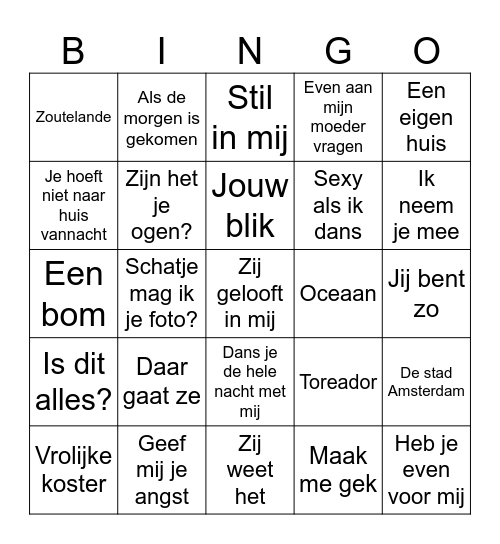 Nederlandstalig Bingo Card