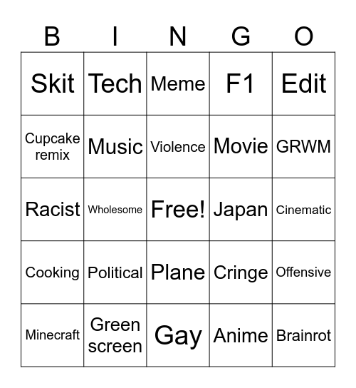IG Bingo Card