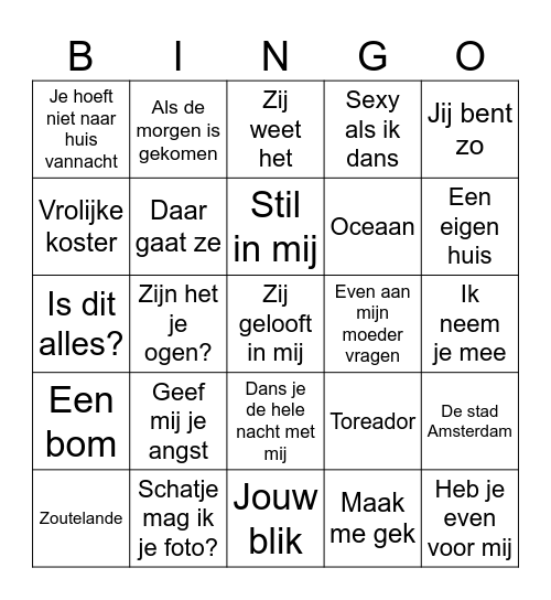 Nederlandstalig Bingo Card