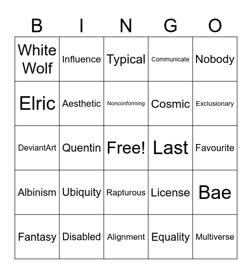 TYG Pay Attention Bingo Card