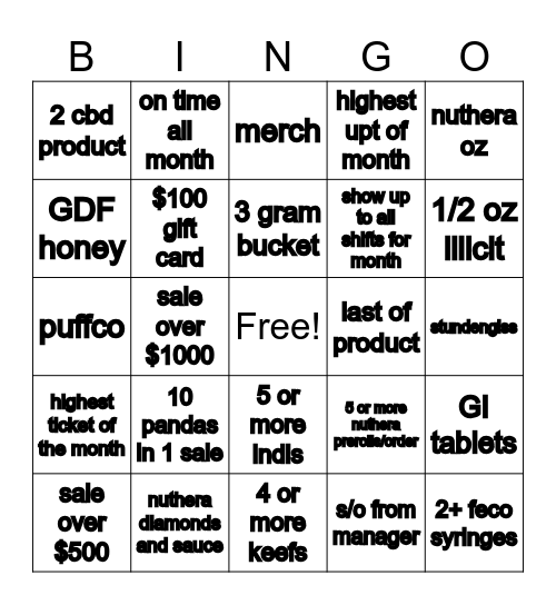 Fresh Karma Monthly Bingo Card