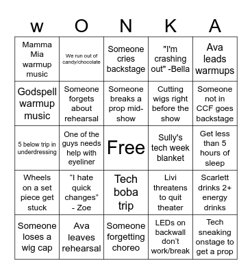 Tech Week Bingo Card