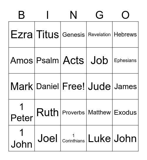 BIBLE BINGO Card
